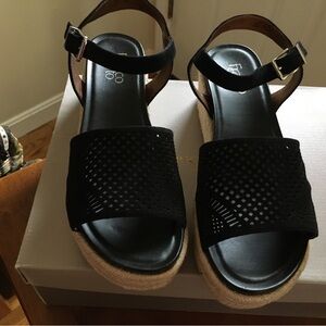 Franco Sarto Tennia Espadrille black suede sandals.